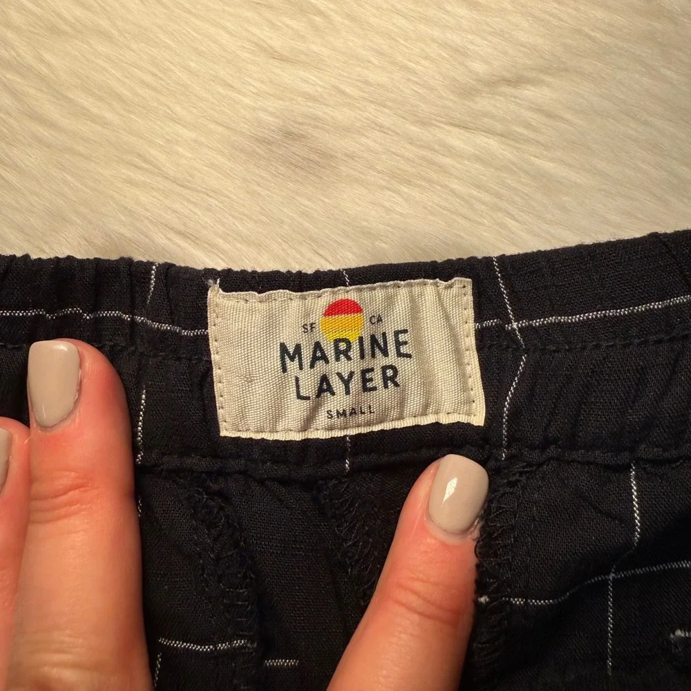 Marine Layer Allison Pant Black White Windowpane Grid Elastic Waist‎ Small